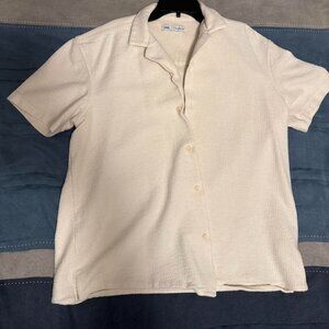 Zara Men's Cream and White Shirt